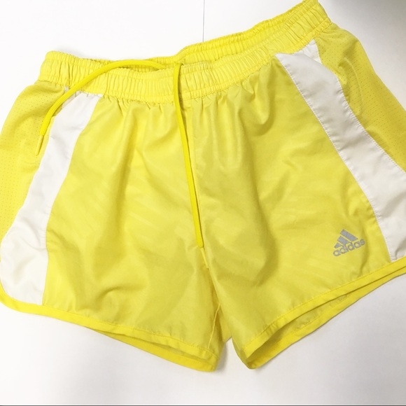 adidas Pants - adidas Women’s Yellow Lined Running Shorts - SMALL